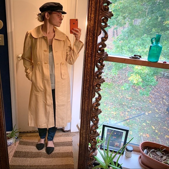 J Peterman Cotton Coat Trench Peter Pan Collar 8 - Picture 11 of 14